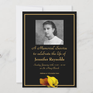 Elegant Blommigt Anpassningsbar Foto Memorial Serv Inbjudningar