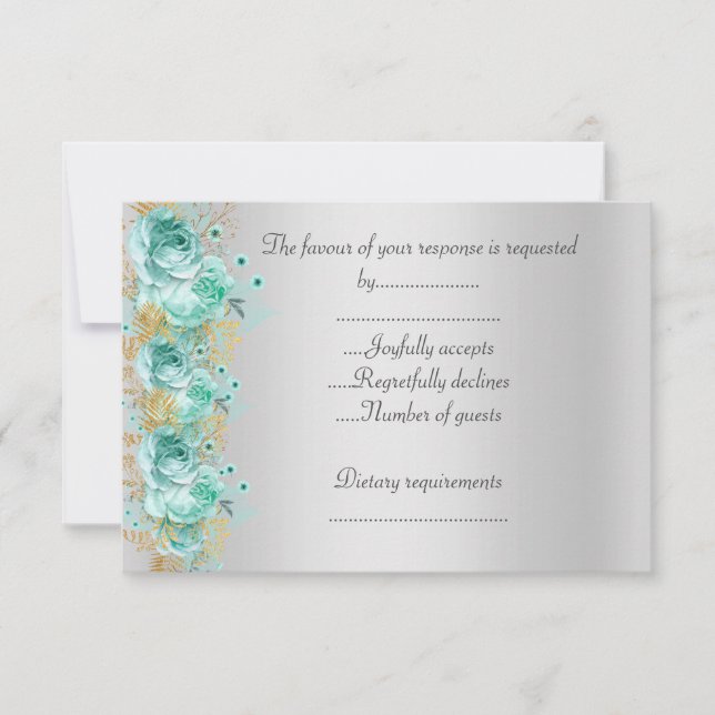 Elegant blommigt Aqua silver osa Kort (Framsida)