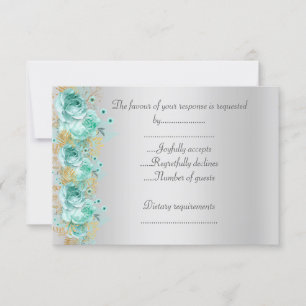 Elegant blommigt Aqua silver osa Kort