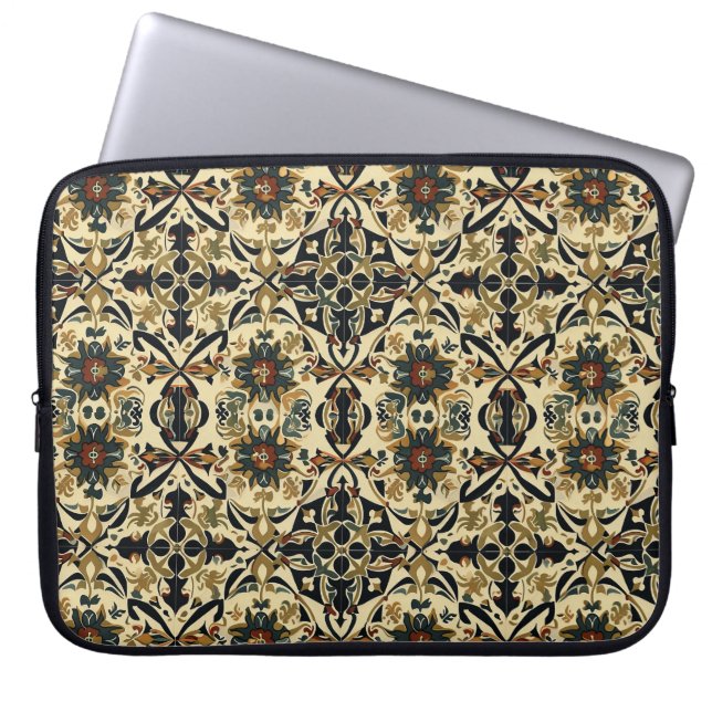 Elegant Blommigt Arabesque Laptop Fodral (Framsidan)