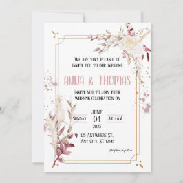 Elegant Blommigt Arboreal bröllopsinbjudan Inbjudningar