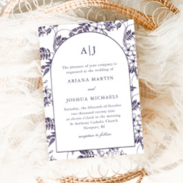 Elegant Blommigt Arch Monogram Bröllop Inbjudningar