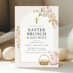 Elegant Blommigt Arch Påsk Brunch & Egg Hunt Inbjudningar
