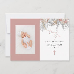 Elegant Blommigt Arch Photo Baptism Tack Kort