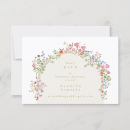 Elegant Blommigt Arch QR CODE BACK bröllop webbpla OSA Kort