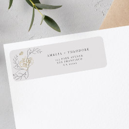 Elegant Blommigt Art Bröllop Returadress Returadress Etikett