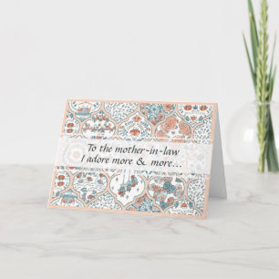 Elegant Blommigt Art Mor-in-law Grattis på födelse Kort