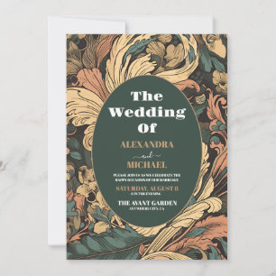 Elegant Blommigt Art nouveau Bröllop Inbjudningar