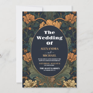 Elegant Blommigt Art nouveau Bröllop Inbjudningar