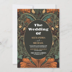 Elegant Blommigt Art nouveau Bröllop Inbjudningar