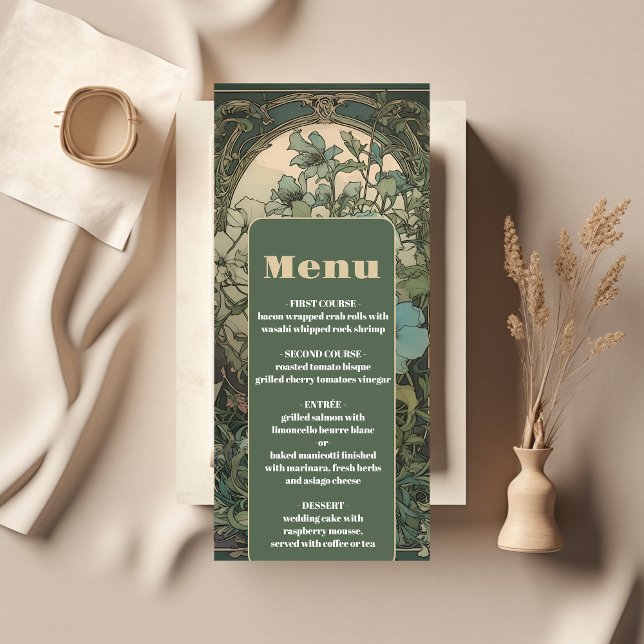 Elegant Blommigt Art nouveau Bröllop Meny (Skapare uppladdad)