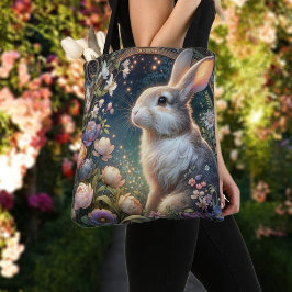Elegant Blommigt Art nouveau Bunny Påsk Tygkasse