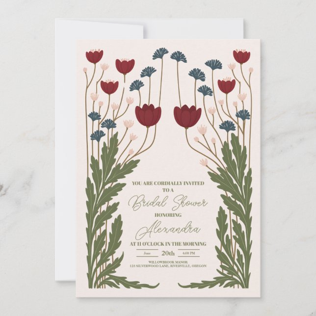Elegant Blommigt Art nouveau Möhippa Inbjudningar (Framsida)