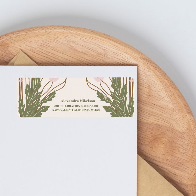 Elegant Blommigt Art nouveau Möhippa Returadress Etikett (Skapare uppladdad)