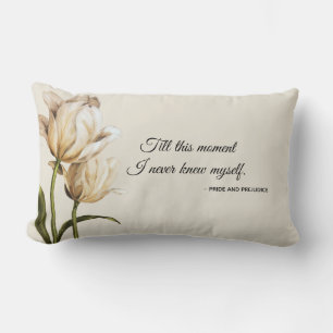 Elegant blommigt Austen Pride and Prejudice-citat Lumbarkudde