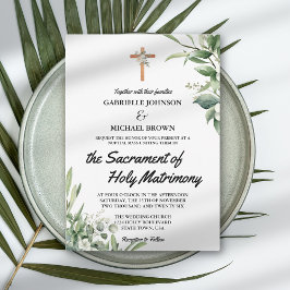 Elegant Blommigt av mjuk Grönt Nuptialmassa Vit Inbjudningar