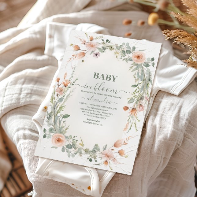 Elegant  Blommigt Baby i Bloom Shower Inbjudningar (Skapare uppladdad)