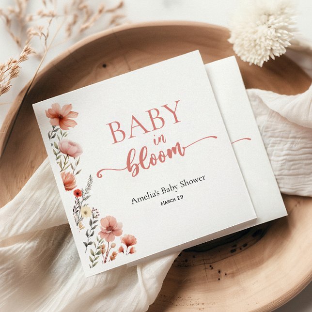 Elegant  Blommigt Baby i Bloom Shower Pappersservett (Skapare uppladdad)
