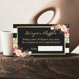 Elegant Blommigt Baby Shower Diaper Raffle Biljett