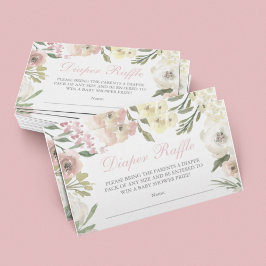 Elegant Blommigt Baby Shower Diaper Raffle Biljett Tilläggskort