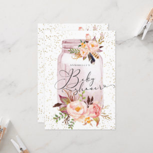 Elegant Blommigt Baby Shower Inbjudningar