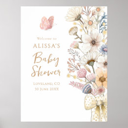 Elegant Blommigt Baby Shower Poster