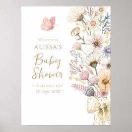 Elegant Blommigt Baby Shower Poster