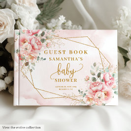 Elegant blommigt-babyduschgäst för barn i rosan b gästböcker