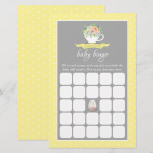 Elegant Blommigt Babykläder Tekopp Tea Party Bingo