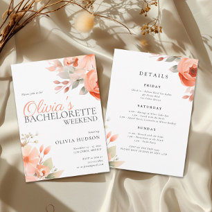 Elegant Blommigt Bachelorette Helg Inbjudningar