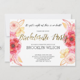 Elegant Blommigt Bachelorette Party Inbjudan guldo