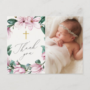 Elegant Blommigt Baptism 1-fotoskriptTack Vykort