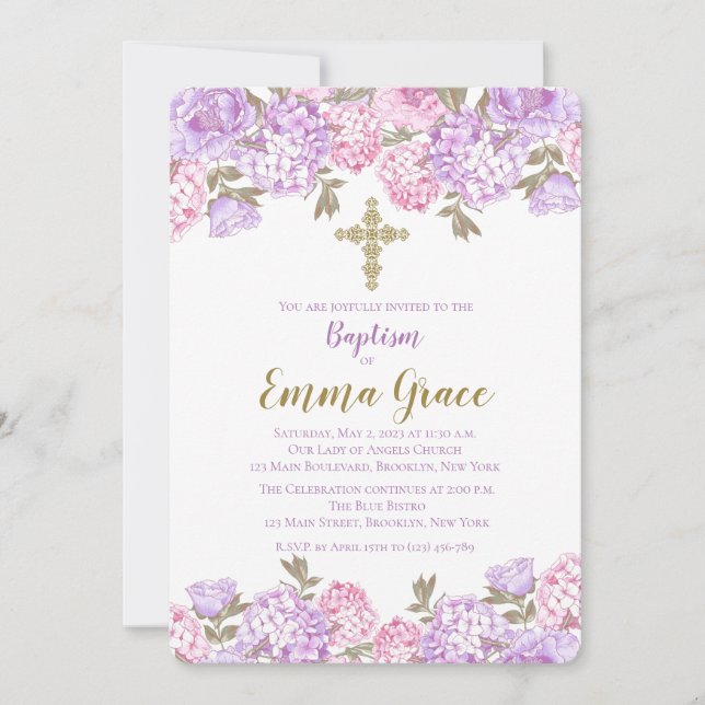 Elegant Blommigt Baptism | Christening-inbjudan Inbjudningar (Framsida)