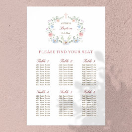 Elegant Blommigt Baptism Sittdiagram för baptism i Poster