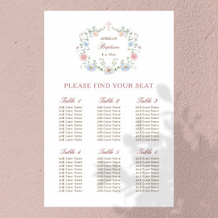 Elegant Blommigt Baptism Sittdiagram för baptism i Poster