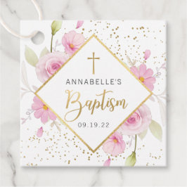 Elegant Blommigt Baptism Tack Gåvor Etiketter