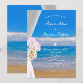 Elegant Blommigt Beach Sommaren Bröllop Inbjudningar