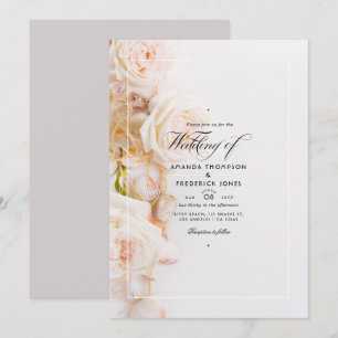Elegant Blommigt Beach Wedding Inbjudningar