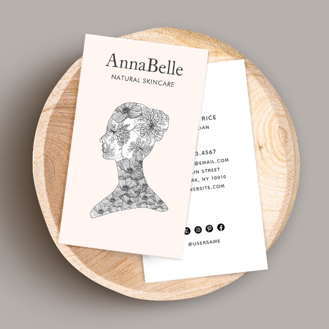 Elegant Blommigt Beauty Ansikte Salon & Spa Visitkort (Skapare uppladdad)