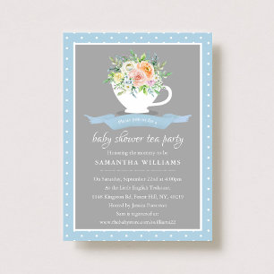Elegant Blommigt Bebisdusch Tea Party Inbjudningar