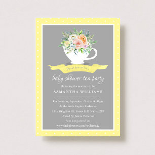 Elegant Blommigt Bebisdusch Tea Party Inbjudningar
