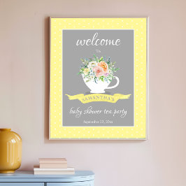 Elegant Blommigt Bebisdusch Tea Party Poster