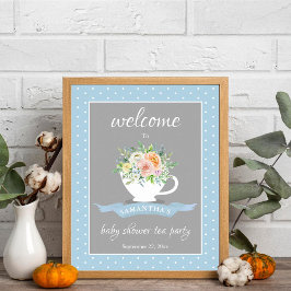 Elegant Blommigt Bebisdusch Tea Party Poster