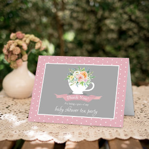 Elegant Blommigt Bebisdusch Tea Party Tack Kort