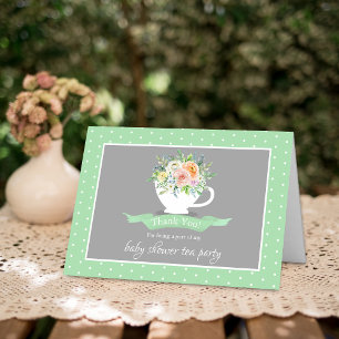 Elegant Blommigt Bebisdusch Tea Party Tack Kort