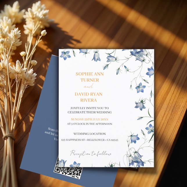 Elegant Blommigt Bellblommans budgetBröllopsinbjud Flygblad (Skapare uppladdad)