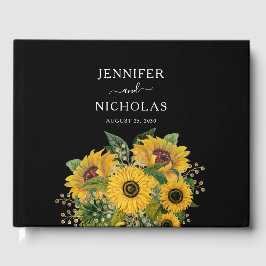 Elegant Blommigt Black Bröllop Gästböcker