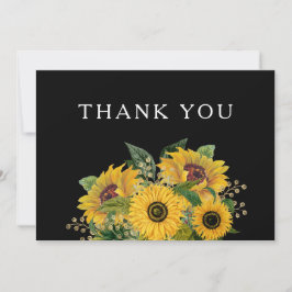 Elegant Blommigt Black Bröllop Tack Kort