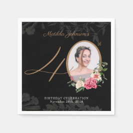 Elegant Blommigt Black Guld Anpassningsbar 40:e fö Pappersservett