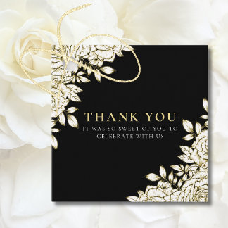 Elegant Blommigt Black Guld minimal Forme Bröllop Gåvor Etiketter
